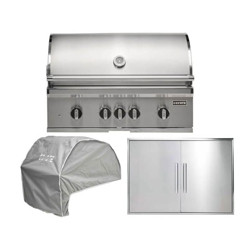 Coyote 3-Piece SL-Series 36-Inch 4-Burner Gas Grill Outdoor Kitchen Package
