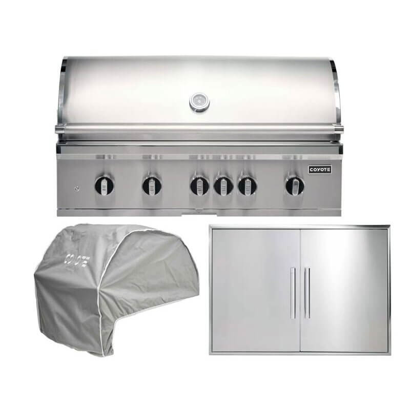 Coyote 3-Piece SL-Series 42-Inch 5-Burner Gas Grill Outdoor Kitchen Package