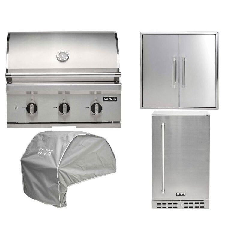 Coyote 4-Piece C-Series 30-Inch 3-Burner Gas Grill Outdoor Kitchen Package