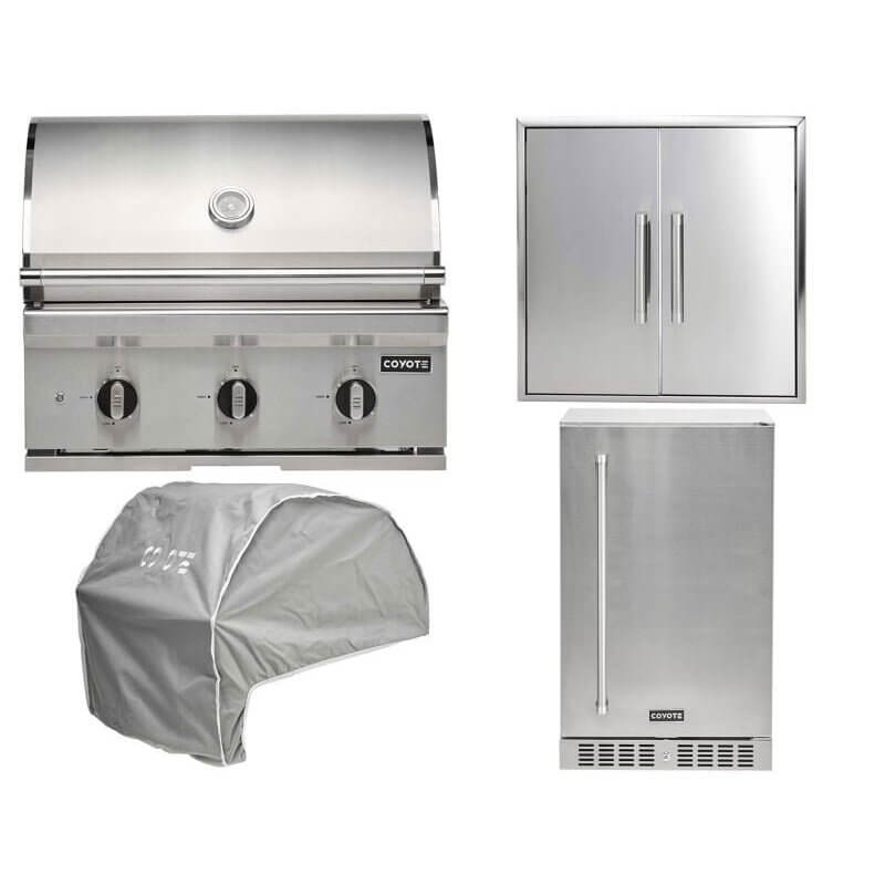 Coyote 5-Piece C-Series 30-Inch 3-Burner Gas Grill Outdoor Kitchen Package