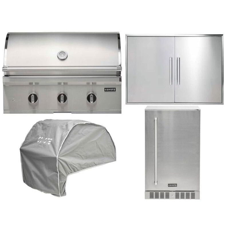 Coyote 4-Piece C-Series 34-Inch 3-Burner Gas Grill Outdoor Kitchen Package