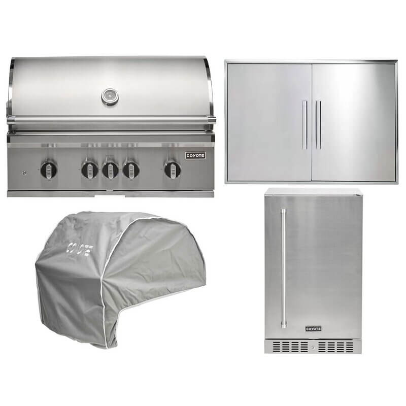 Coyote 4-Piece SL-Series 36-Inch 4-Burner Gas Grill Outdoor Kitchen Package