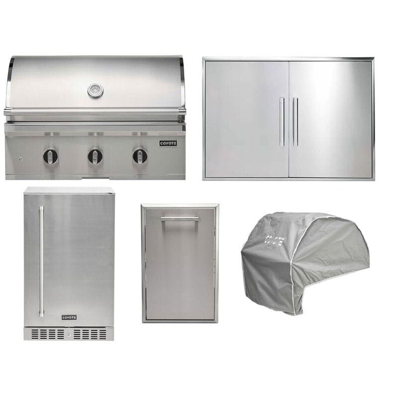 Coyote 5-Piece C-Series 34-Inch 3-Burner Gas Grill Outdoor Kitchen Package