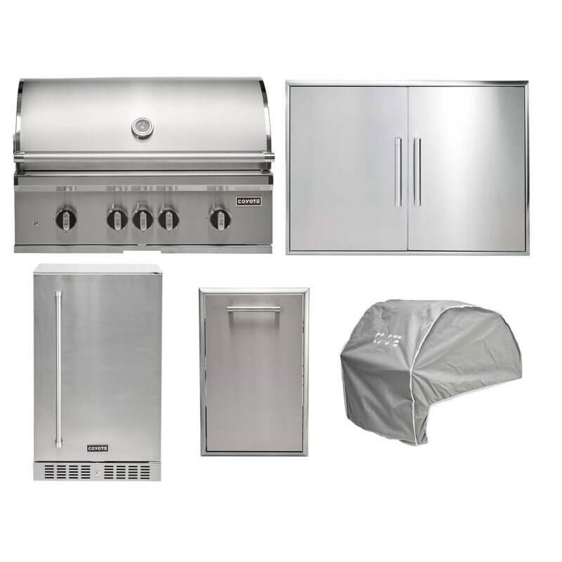 Coyote 5-Piece SL-Series 36-Inch 4-Burner Gas Grill Outdoor Kitchen Package