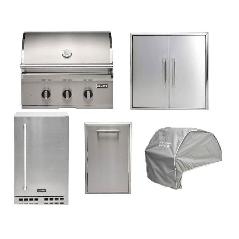 Coyote 5-Piece SL-Series 30-Inch 2-Burner Gas Grill Outdoor Kitchen Package