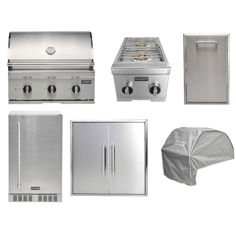 Coyote 6-Piece C-Series 30-Inch 3-Burner Gas Grill Outdoor Kitchen Package