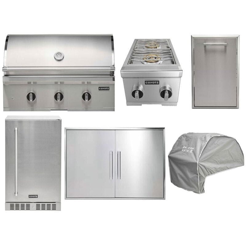 Coyote 6-Piece C-Series 34-Inch 3-Burner Gas Grill Outdoor Kitchen Package