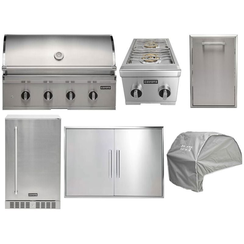 Coyote 6-Piece CL-Series 36-Inch 4-Burner Gas Grill Outdoor Kitchen Package
