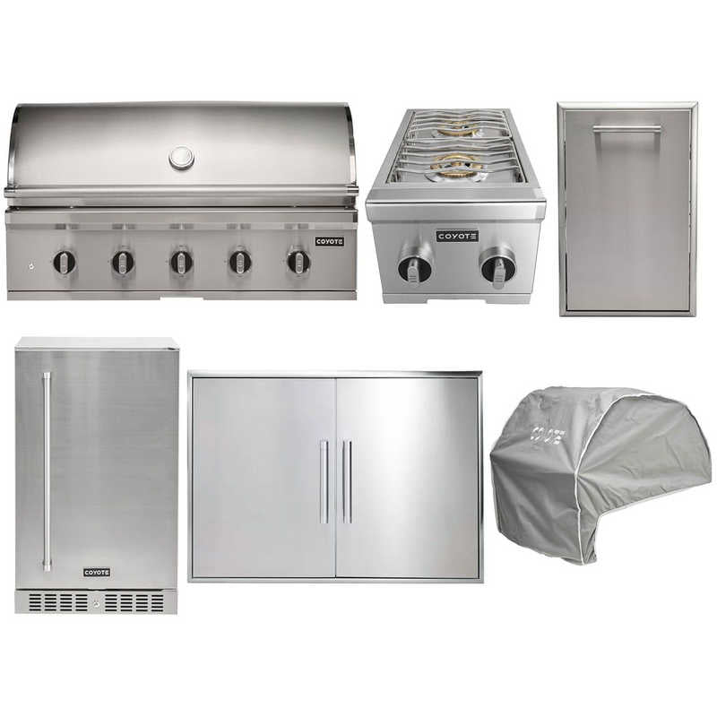 Coyote 6-Piece CL-Series 42-Inch 5-Burner Gas Grill Outdoor Kitchen Package