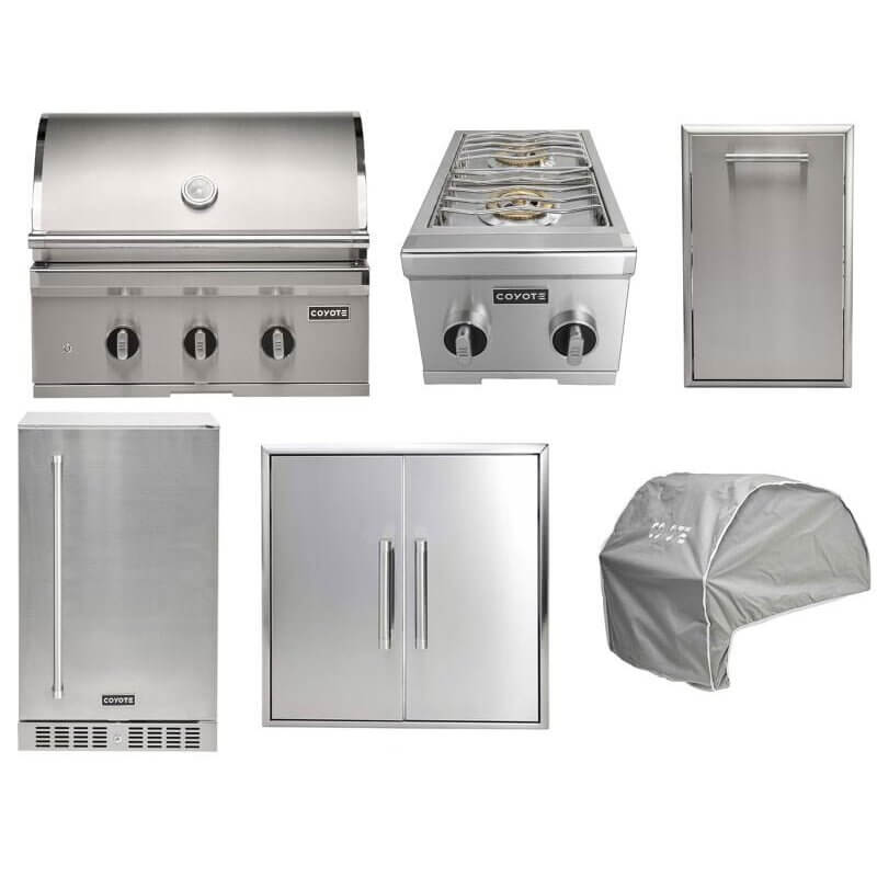 Coyote 6-Piece SL-Series 30-Inch 2-Burner Gas Grill Outdoor Kitchen Package