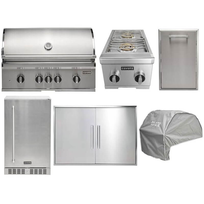 Coyote 6-Piece SL-Series 36-Inch 4-Burner Gas Grill Outdoor Kitchen Package