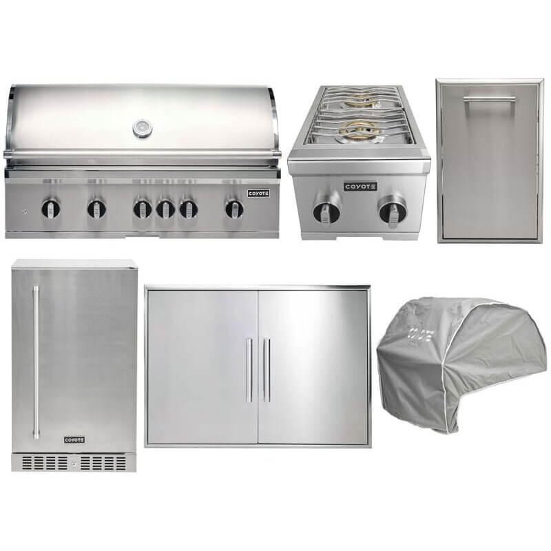Coyote 6-Piece SL-Series 42-Inch 5-Burner Gas Grill Outdoor Kitchen Package