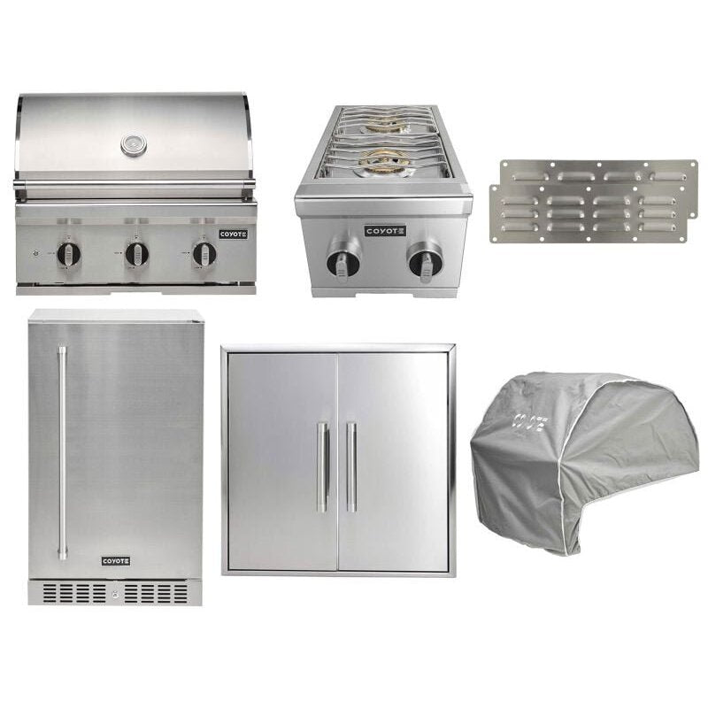 Coyote 7-Piece C-Series 30-Inch 3-Burner Gas Grill Outdoor Kitchen Package