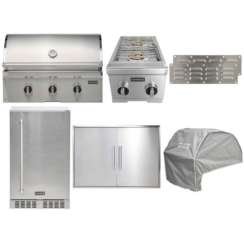 Coyote 7-Piece C-Series 34-Inch 3-Burner Gas Grill Outdoor Kitchen Package