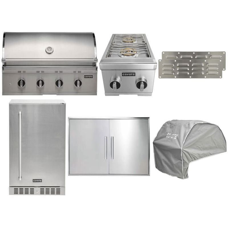 Coyote 7-Piece CL-Series 36-Inch 4-Burner Gas Grill Outdoor Kitchen Package