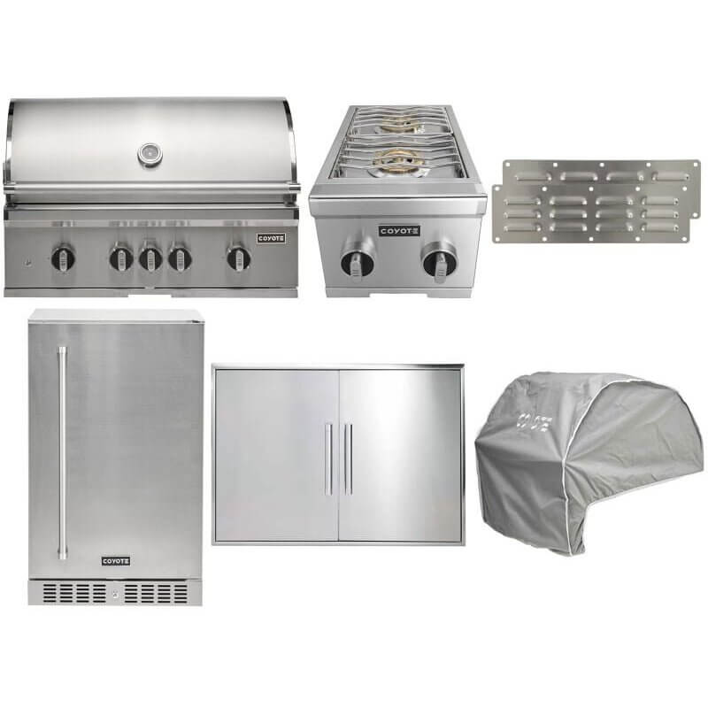 Coyote 7-Piece SL-Series 36-Inch 4-Burner Gas Grill Outdoor Kitchen Package