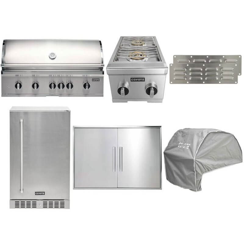 Coyote 7-Piece SL-Series 42-Inch 5-Burner Gas Grill Outdoor Kitchen Package