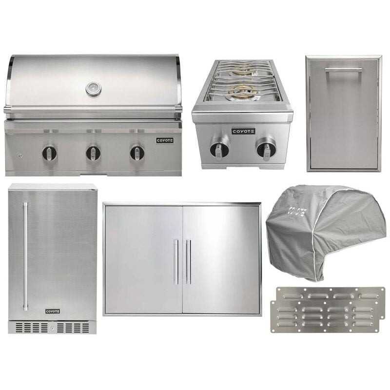 Coyote 8-Piece C-Series 34-Inch 3-Burner Gas Grill Outdoor Kitchen Package
