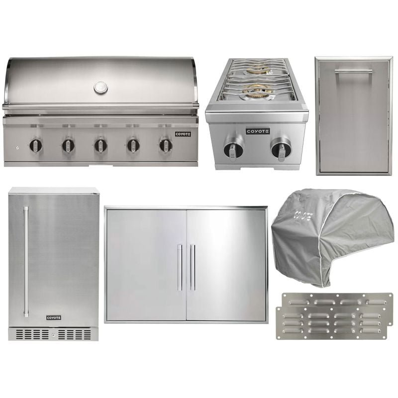 Coyote 8-Piece SL-Series 42-Inch 5-Burner Gas Grill Outdoor Kitchen Package