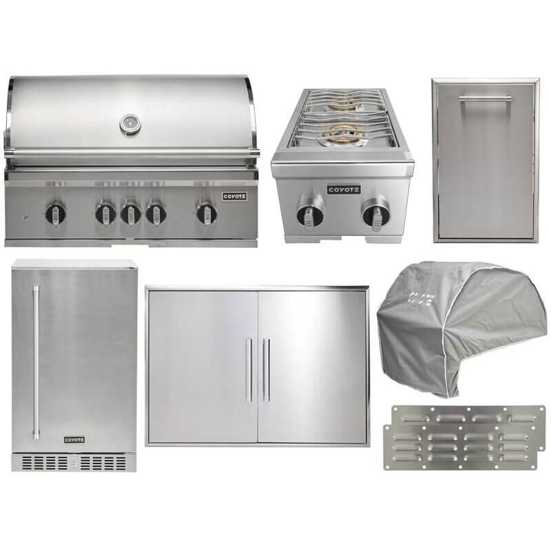 Coyote 8-Piece SL-Series 36-Inch 4-Burner Gas Grill Outdoor Kitchen Package