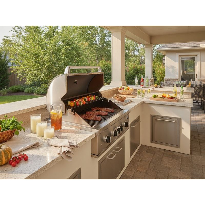 Coyote SL-Series 36-Inch 4-Burner Built-In Gas Grill With Sear Infrared Burner & Rotisserie