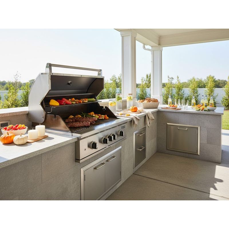 Coyote SL-Series 36-Inch 4-Burner Built-In Gas Grill With Sear Infrared Burner & Rotisserie