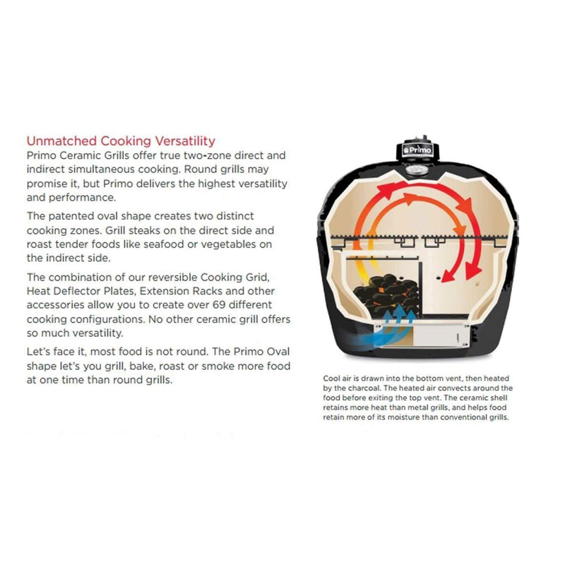 Primo Oval Large 300 Ceramic Kamado Grill with Cradle & Side Shelves