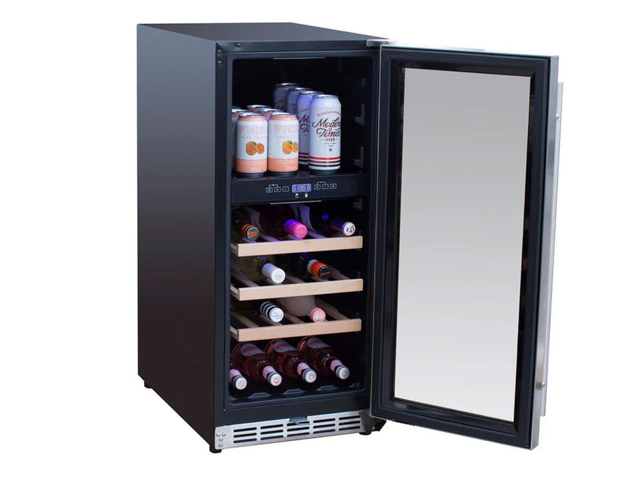 TrueFlame 15-Inch 3.2 Cu. Ft. Outdoor Rated Dual Zone Wine Cooler