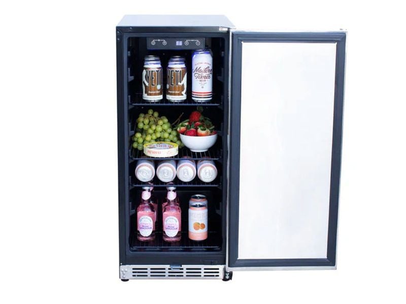 TrueFlame 15-Inch 3.2 Cu. Ft. Outdoor Rated Fridge with Stainless Door
