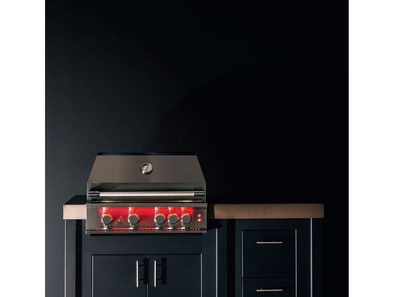 TrueFlame 32-Inch 4-Burner Built-In Grill with Rear Infrared Burner and Grill Lights