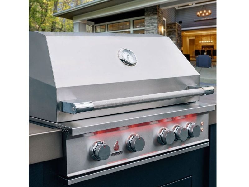 TrueFlame 32-Inch 4-Burner Built-In Grill with Rear Infrared Burner and Grill Lights