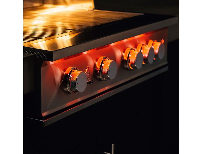 TrueFlame 32-Inch 4-Burner Freestanding Gas Grill with Rear Infrared Burner and Grill Lights