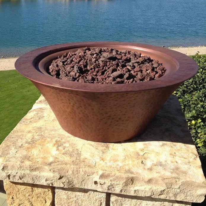 36" Cazo Hammered Copper Fire Bowl - Patioscape Outdoors