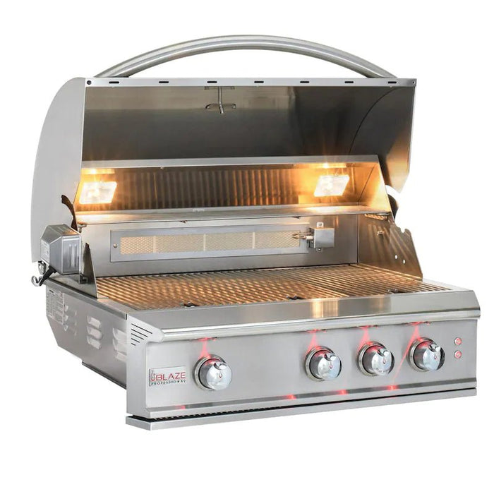 Blaze Professional LUX 34-Inch 3-Burner Built-In Grill With Rear Infrared Burner - BLZ-3PRO-NG/LP - Patioscape Outdoors